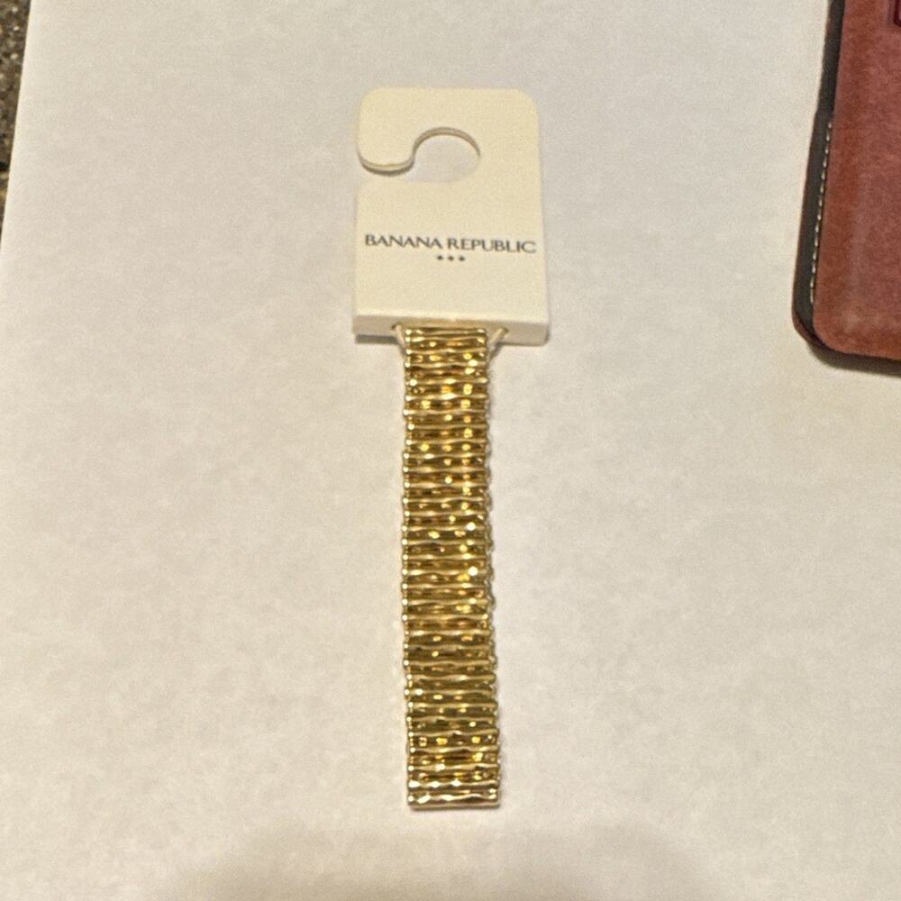 Banana Republic Gold Tone Metal Elastic Stretch Cuff Bracelet One Size NWT